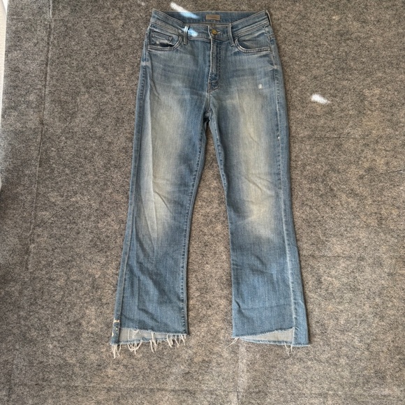 MOTHER Insider Crop Step Fray Jeans Blue Size 25 Raw Hem Some Marks - Picture 2 of 16